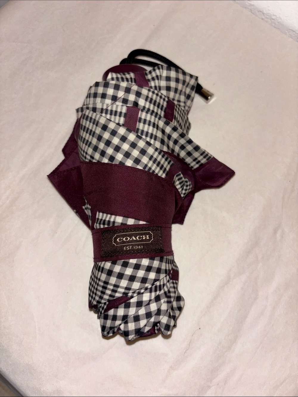Coach Plum and Plaid Rain Umbrella